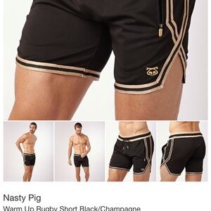Nasty Pig Black and Champagne Rugby shorts and Sleeveless crop top